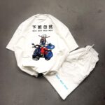 ست تیشرت شلوارک سفید تک motor